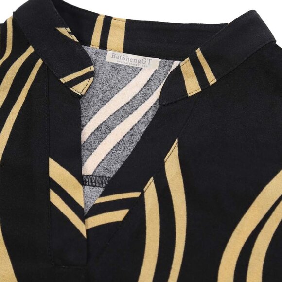 Womens 3/4 Sleeve Floral Printed Notch V Neck Blouses Tunics Tops - Picture 3 of 6